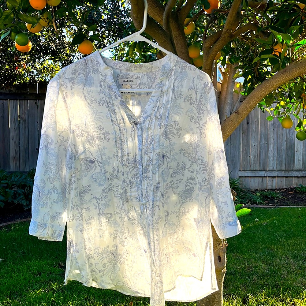 Linen long loose blouse